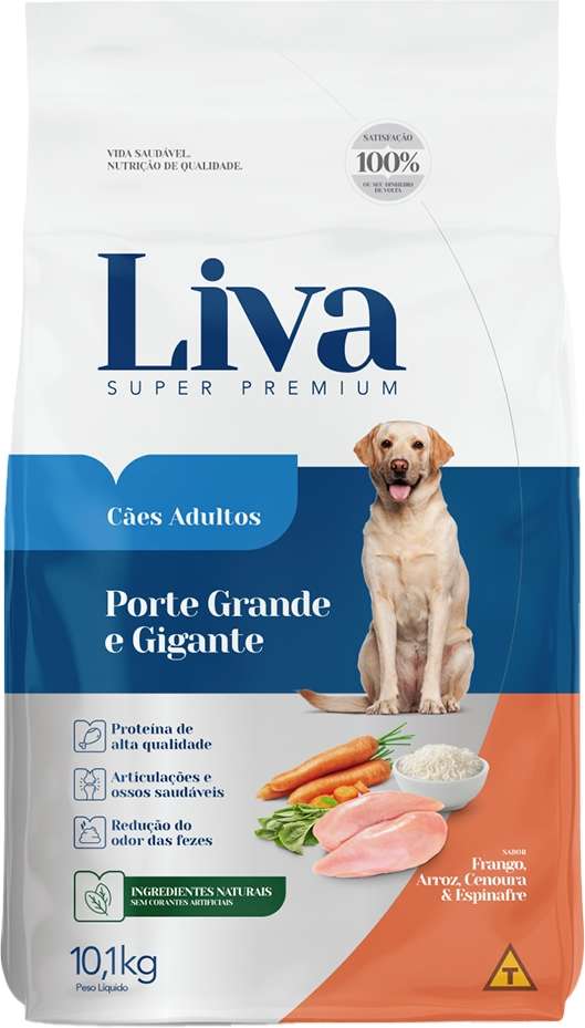 Ração Liva Super Premium para Cães Adultos de Raças Grandes e Gigantes - 10,1Kg