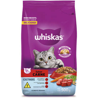 Ração Whiskas Carne para Gatos Adultos Castrados