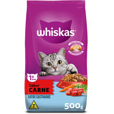 Ração Whiskas Carne para Gatos Adultos Castrados