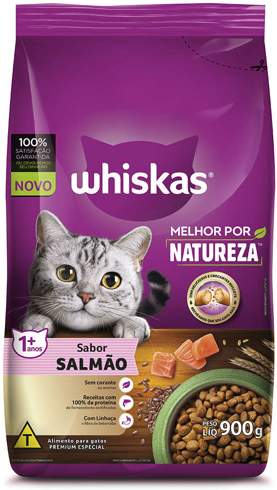 Ração Whiskas Melhor Por Natureza Salmão Gatos Adultos - 900 g