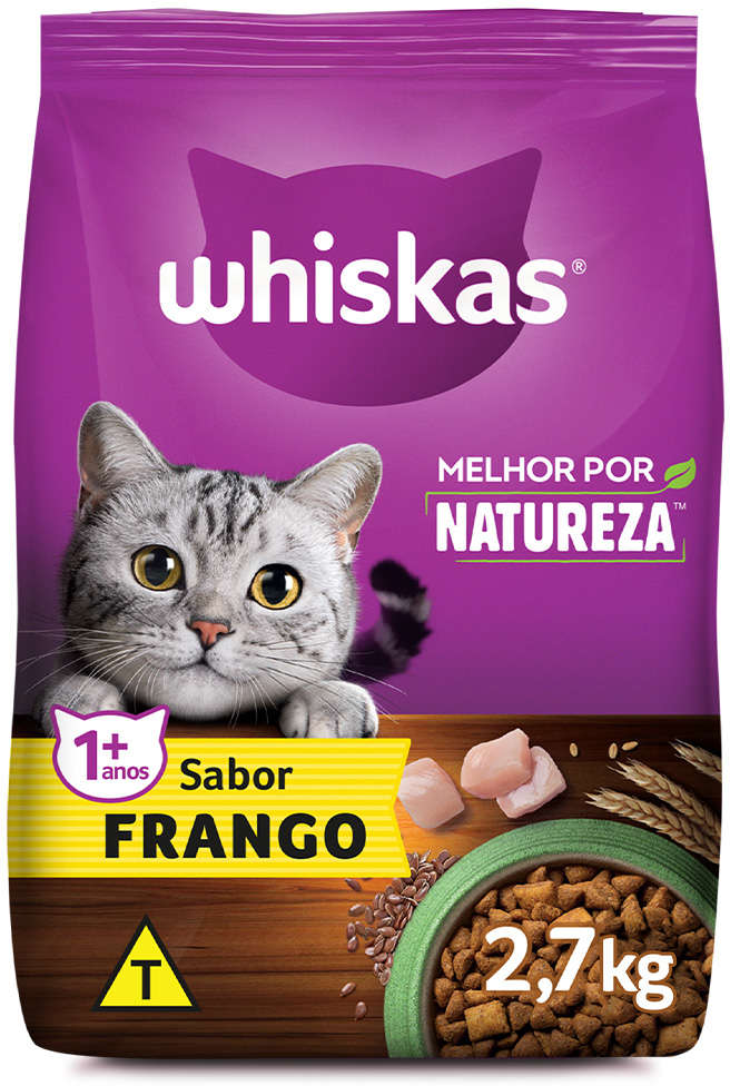 Ração Whiskas Melhor Por Natureza Frango Gatos Adultos - 2,7Kg