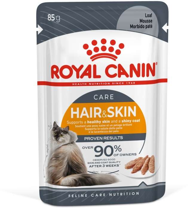 Ração Úmida Royal Canin Hair & Skin para Gatos - 85 g - 36 Unidades
