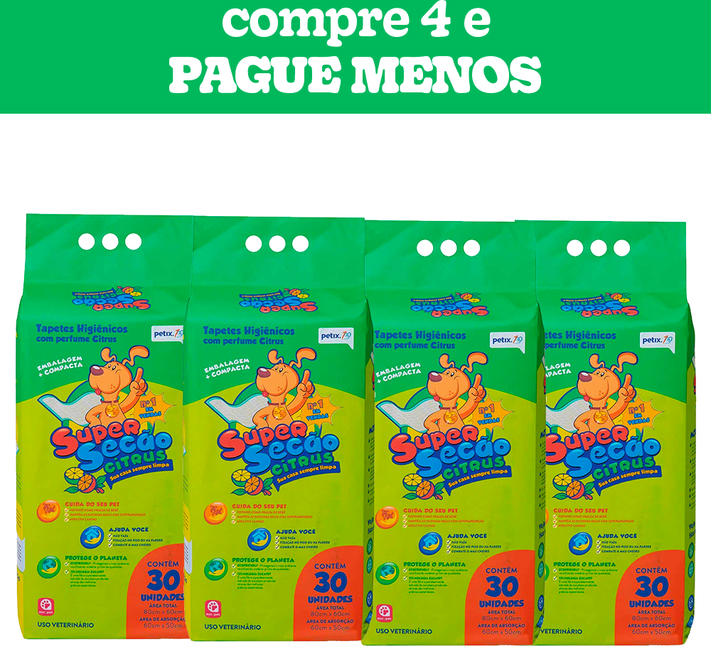Kit Tapete Higiênico Super Secão Citrus - 120 Unidades (4 Pacotes)