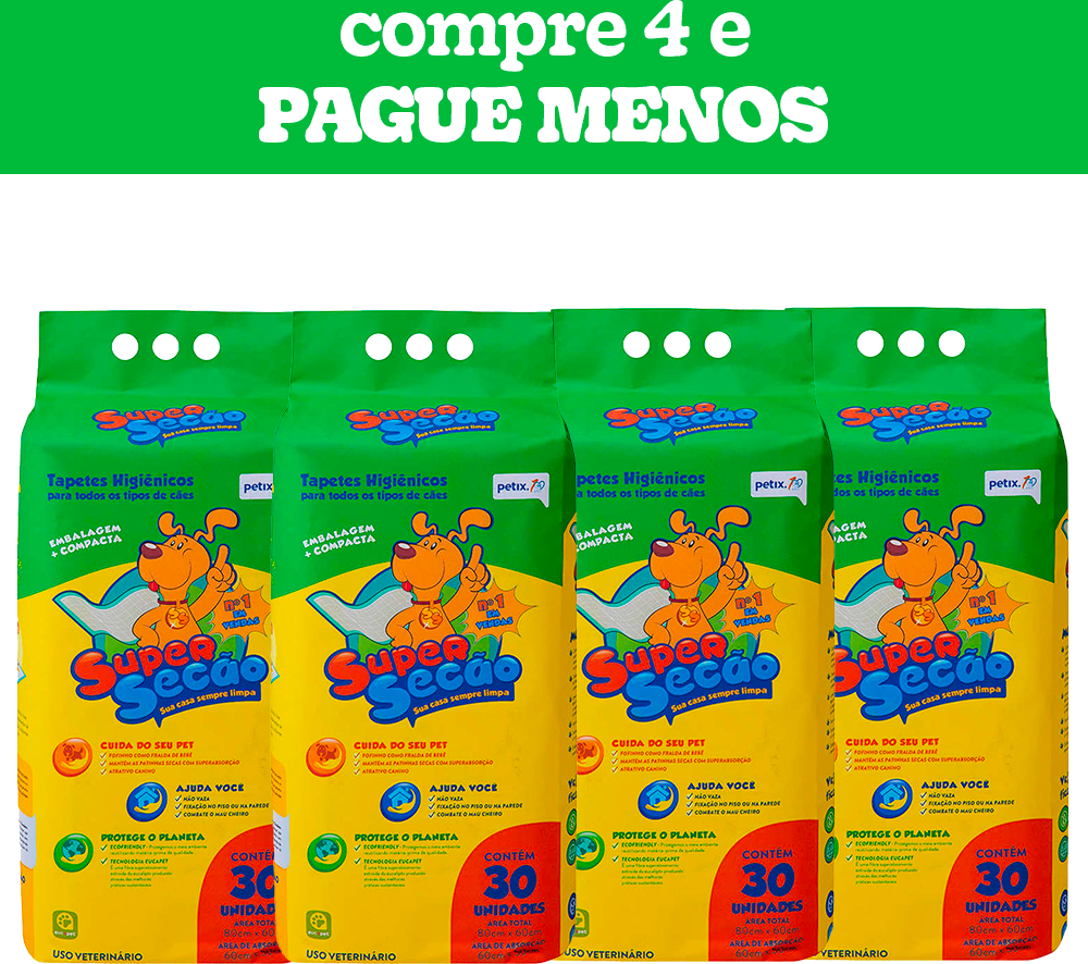 Kit Tapete Higiênico Super Secão - 120 Unidades (4 Pacotes)