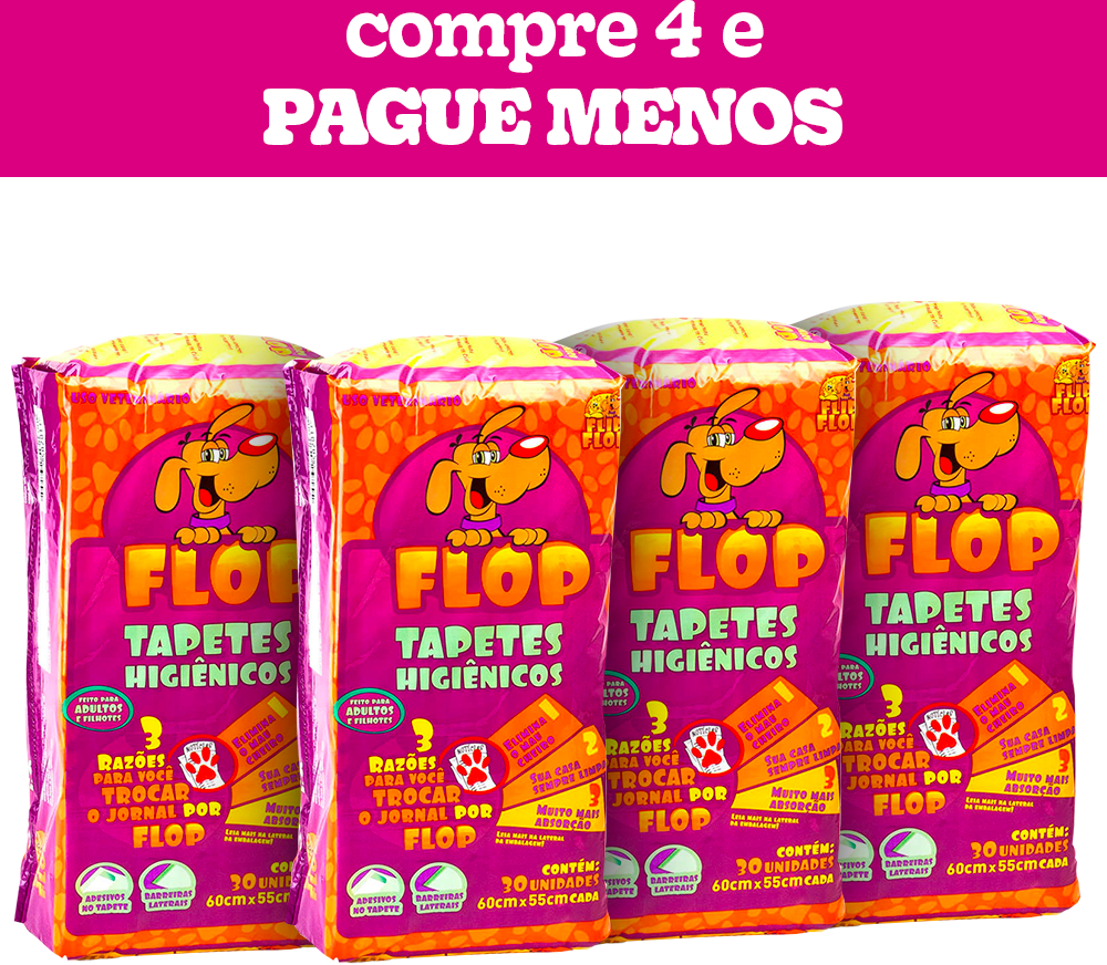 Kit Tapete Higiênico Petix Flop - 120 Unidades (4 Pacotes)