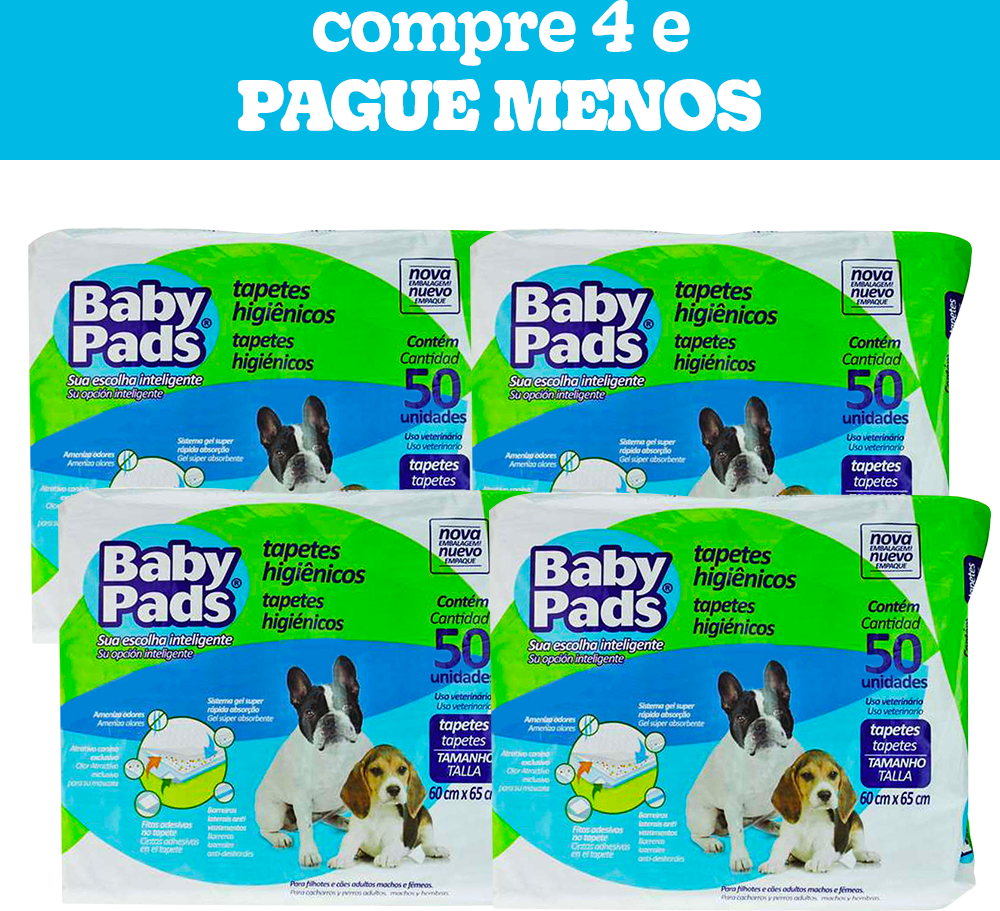 Kit Tapete Higiênico Baby Pads - 200 Unidades (4 Pacotes)