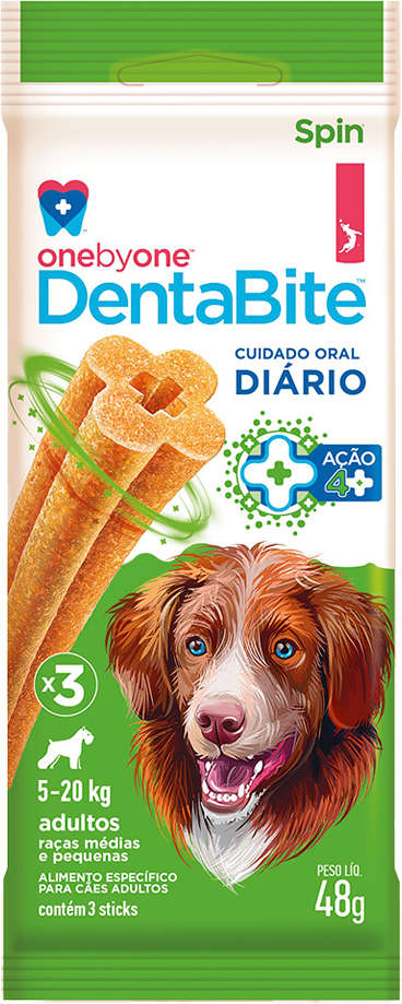 Stick Spin Pet DentaBite para Cães Adultos Raças Médias e Pequenas - 48g