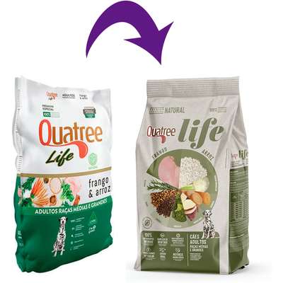 Ração Seca Quatree Life Frango e Arroz Cães Adultos Raças Médias e Grandes
