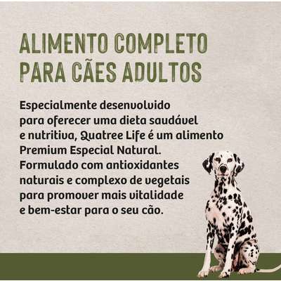 Ração Seca Quatree Life Frango e Arroz Cães Adultos Raças Médias e Grandes