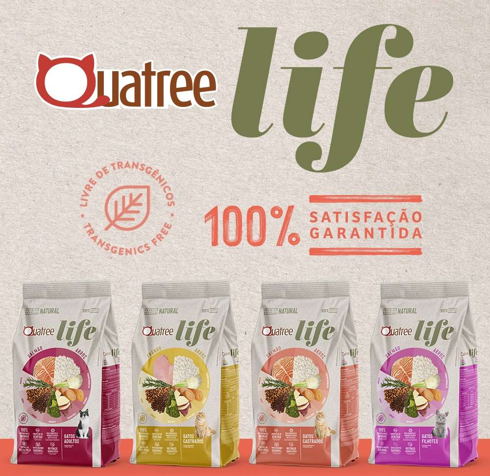 Ração Seca Quatree Life Salmão e Arroz Gatos Castrados - 10,1Kg