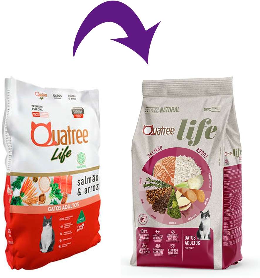 Ração Seca Quatree Life Salmão e Arroz Gatos Adultos - 10,1Kg