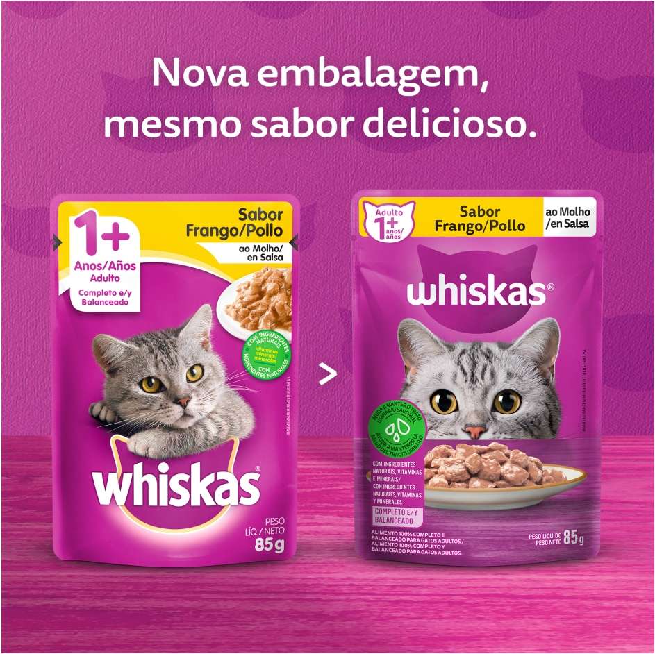 Ração Úmida Whiskas Sachê Frango ao Molho para Gatos Adultos - 85 g