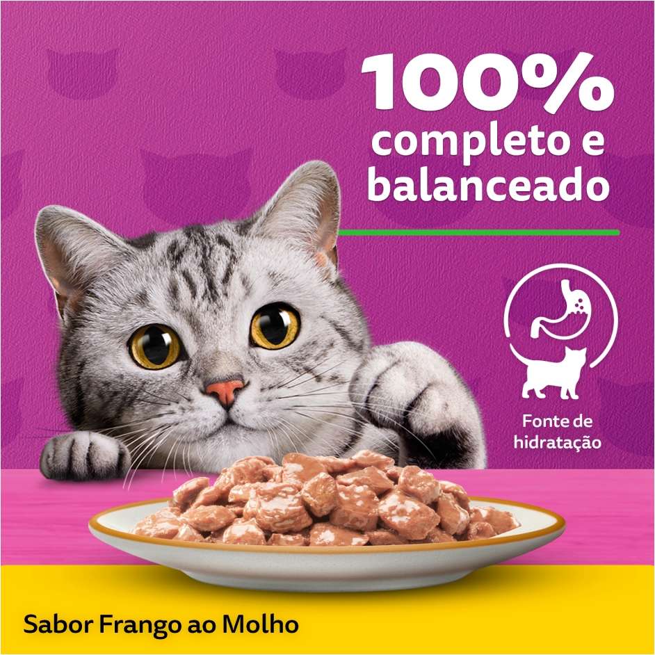 Ração Úmida Whiskas Sachê Frango ao Molho para Gatos Adultos - 85 g