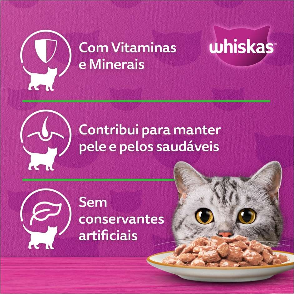 Ração Úmida Whiskas Sachê Frango ao Molho para Gatos Adultos - 85 g