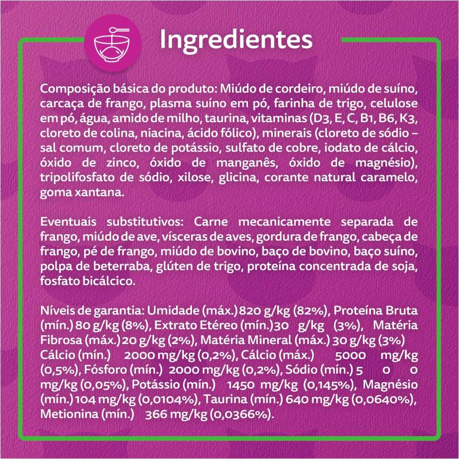 Ração Úmida Whiskas Sachê Cordeiro ao Molho para Gatos Adultos - 85 g