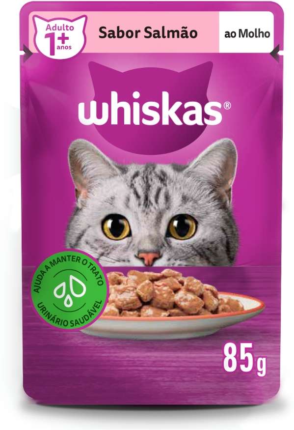 Ração Úmida Whiskas Sachê Salmão ao Molho para Gatos Adultos - 85 g