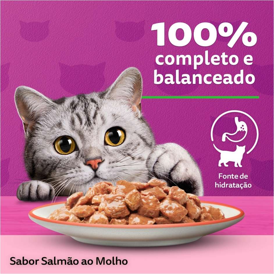 Ração Úmida Whiskas Sachê Salmão ao Molho para Gatos Adultos - 85 g