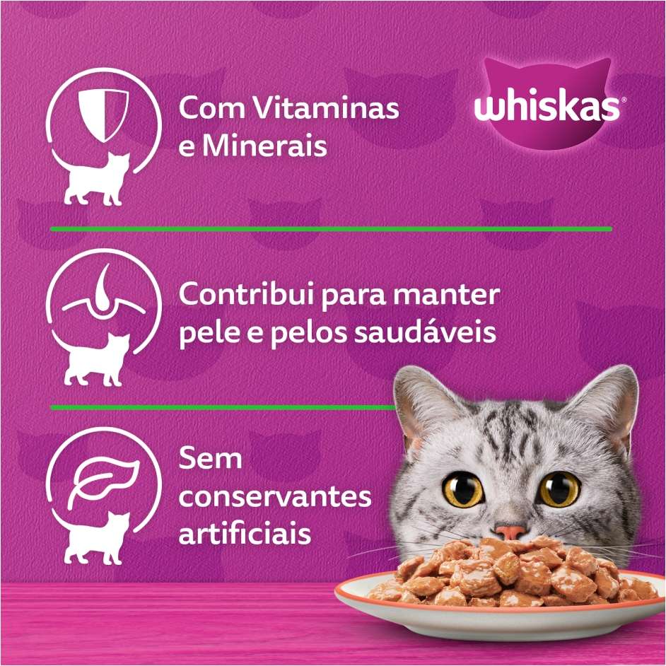 Ração Úmida Whiskas Sachê Salmão ao Molho para Gatos Adultos - 85 g