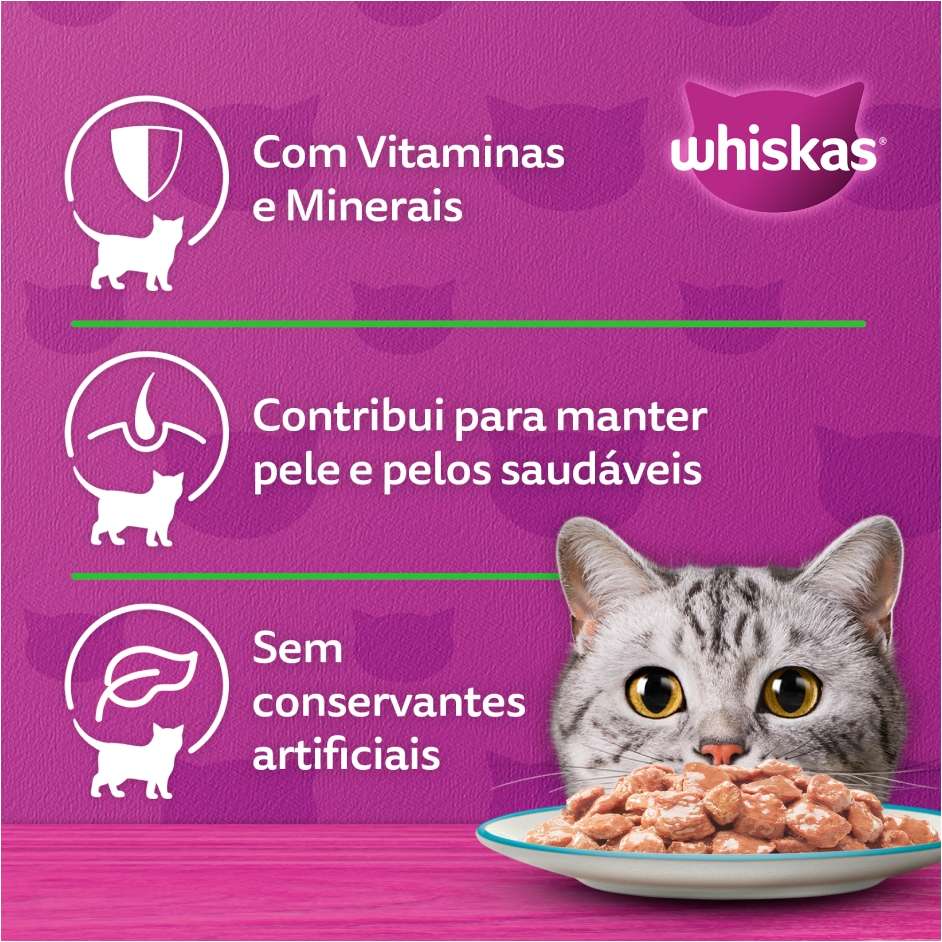Ração Úmida Whiskas Sachê Atum ao Molho para Gatos Adultos - 85 g