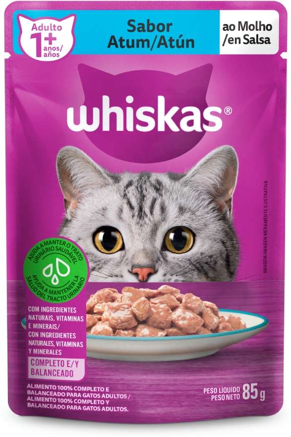 Ração Úmida Whiskas Sachê Atum ao Molho para Gatos Adultos - 85 g