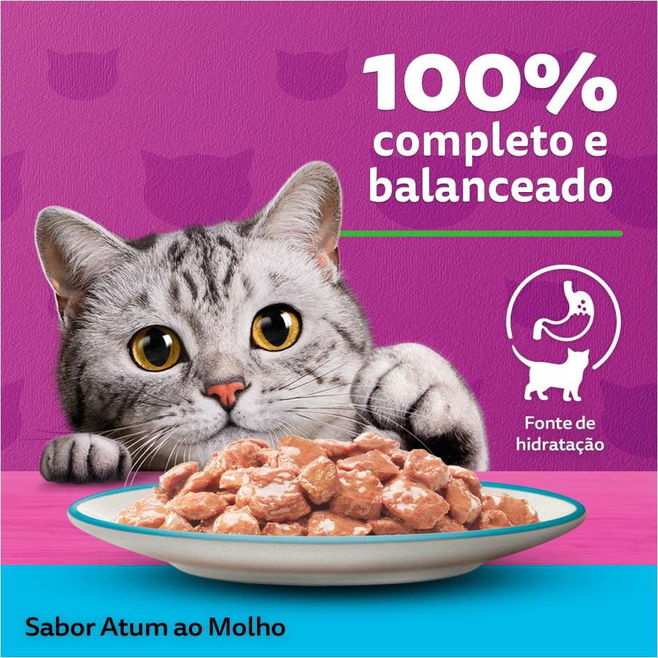 Ração Úmida Whiskas Sachê Atum ao Molho para Gatos Adultos - 85 g