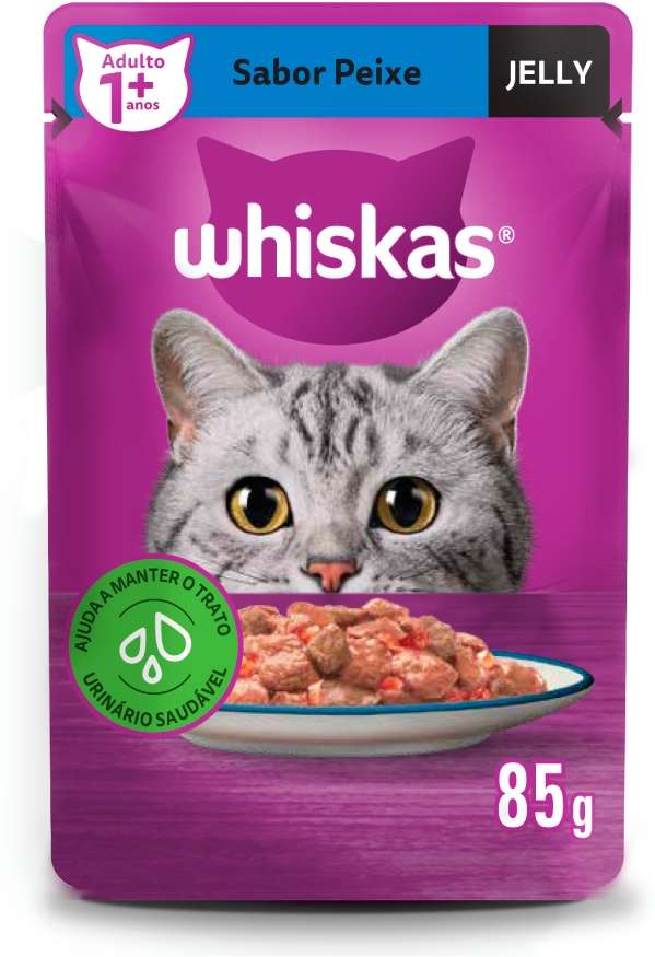 Ração Úmida Whiskas Sachê Peixe Jelly para Gatos Adultos - 85 g