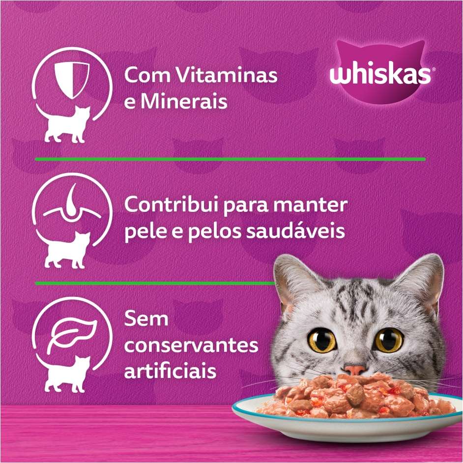 Ração Úmida Whiskas Sachê Peixe Jelly para Gatos Adultos - 85 g