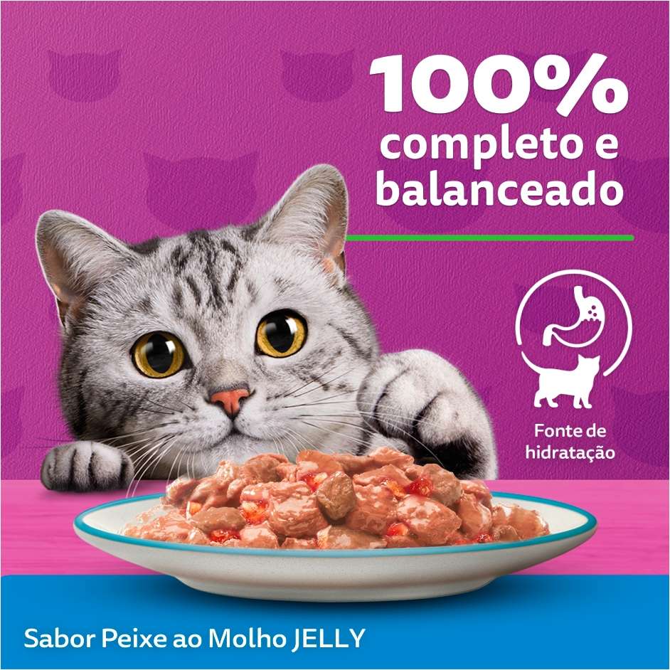 Ração Úmida Whiskas Sachê Peixe Jelly para Gatos Adultos - 85 g