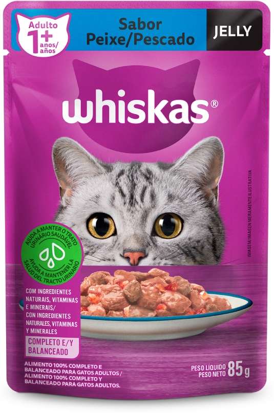 Ração Úmida Whiskas Sachê Peixe Jelly para Gatos Adultos - 85 g