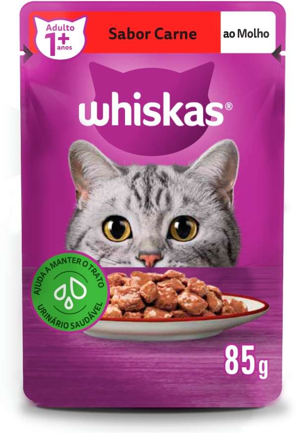 Ração Úmida Whiskas Sachê Carne ao Molho para Gatos Adultos - 85 g