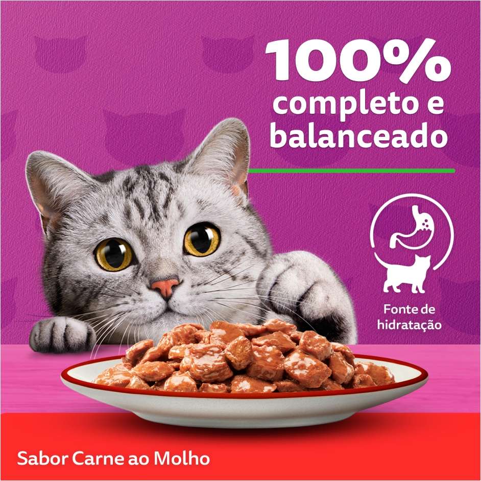Ração Úmida Whiskas Sachê Carne ao Molho para Gatos Adultos - 85 g