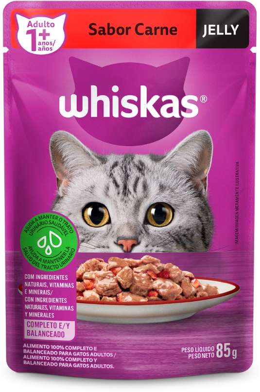 Ração Úmida Whiskas Sachê Carne Jelly para Gatos Adultos - 85 g