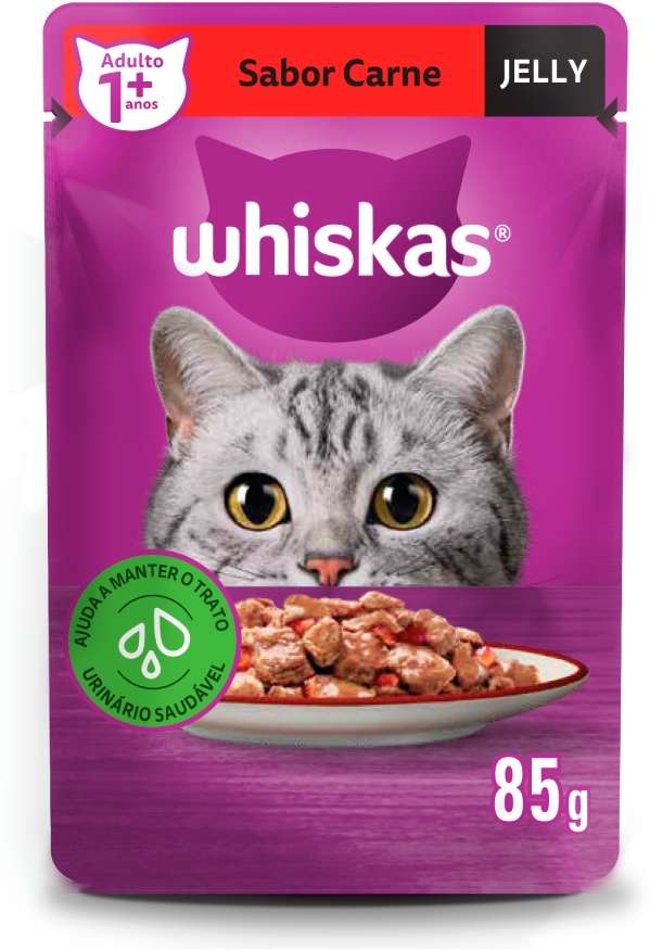 Ração Úmida Whiskas Sachê Carne Jelly para Gatos Adultos - 85 g