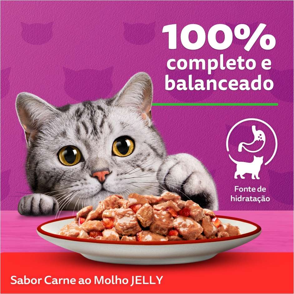 Ração Úmida Whiskas Sachê Carne Jelly para Gatos Adultos - 85 g