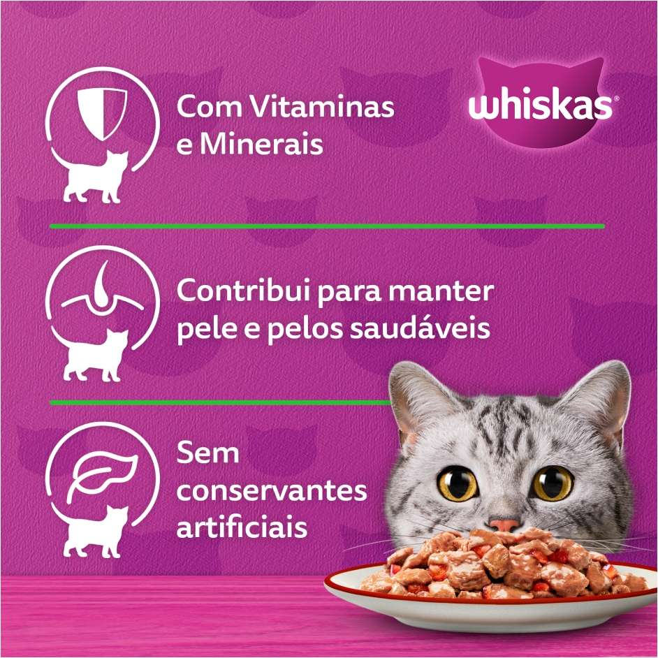 Ração Úmida Whiskas Sachê Carne Jelly para Gatos Adultos - 85 g