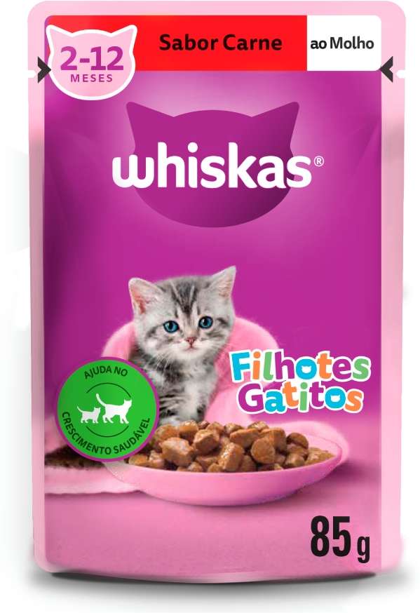 Ração Úmida Whiskas Sachê Carne ao Molho para Gatos Filhotes - 85 g