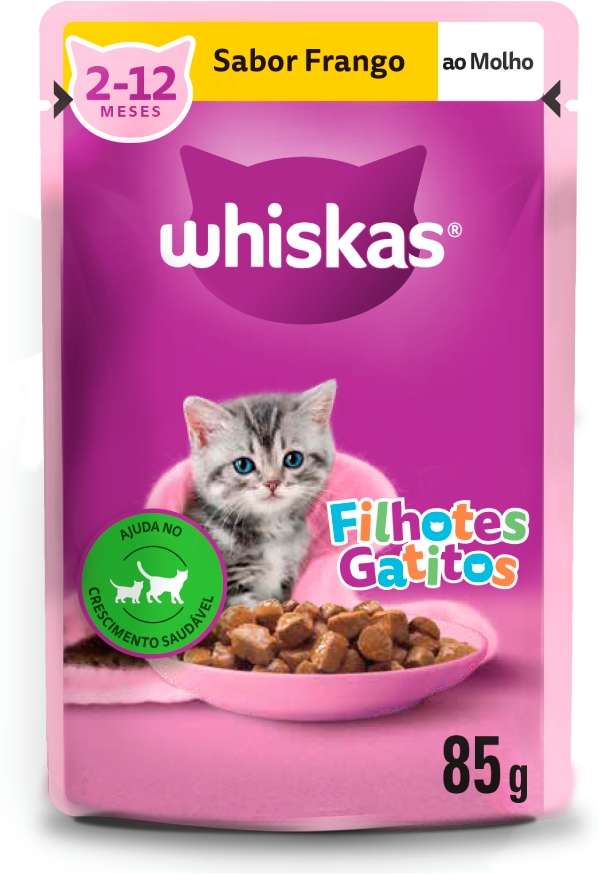 Ração Úmida Whiskas Sachê Frango ao Molho para Gatos Filhotes - 85 g