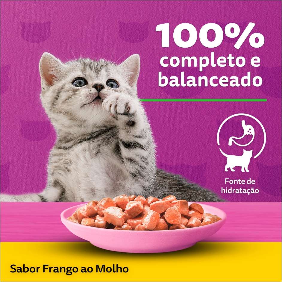Ração Úmida Whiskas Sachê Frango ao Molho para Gatos Filhotes - 85 g