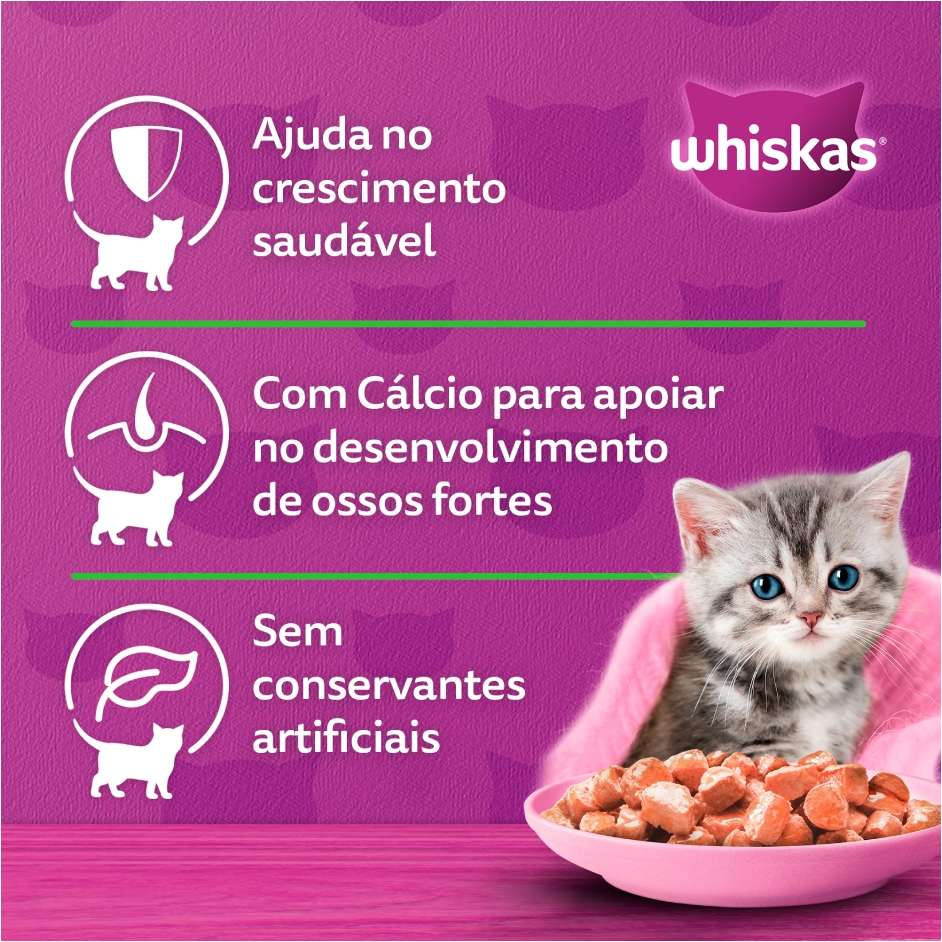 Ração Úmida Whiskas Sachê Frango ao Molho para Gatos Filhotes - 85 g