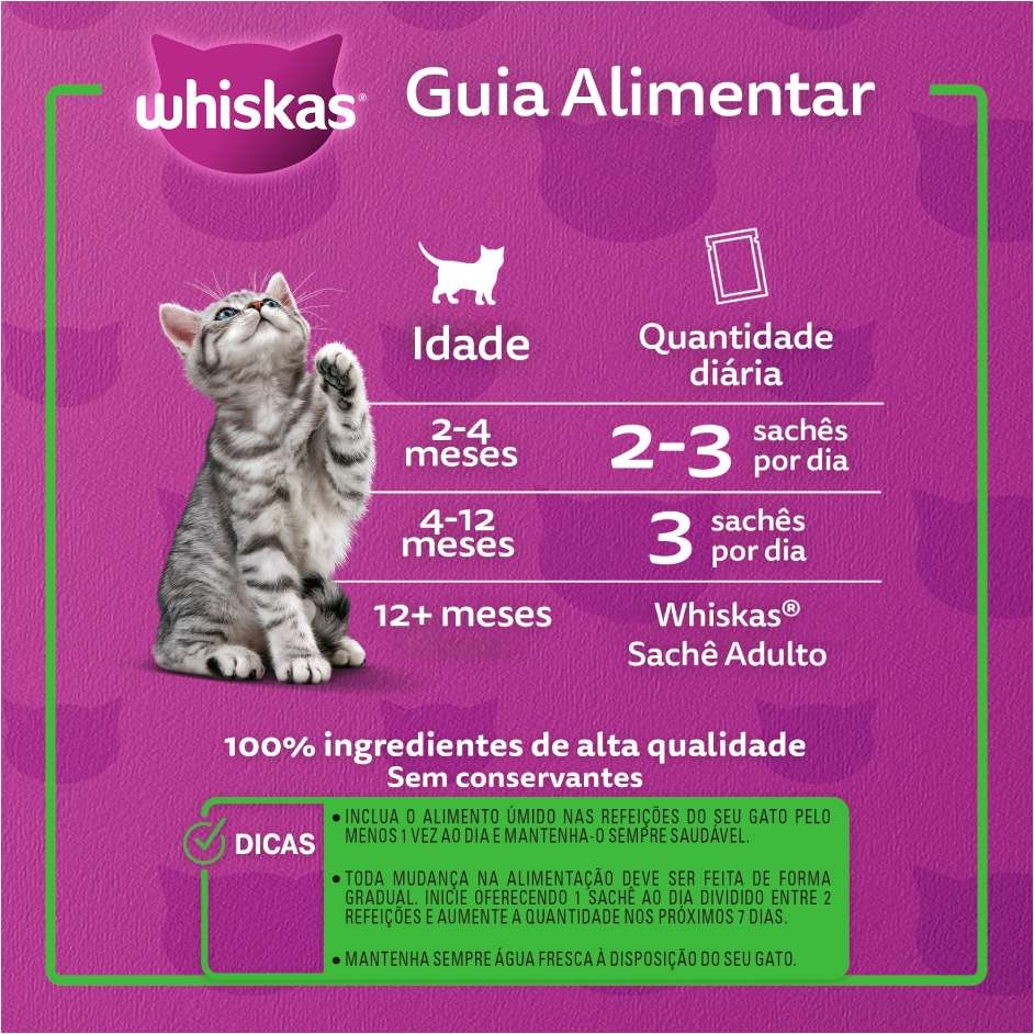 Ração Úmida Whiskas Sachê Frango ao Molho para Gatos Filhotes - 85 g