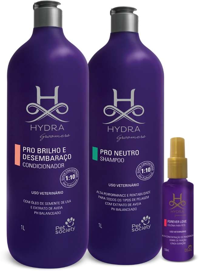 Kit Hydra Groomers Shampoo, Condicionador e Colônia Forever Love - Kit