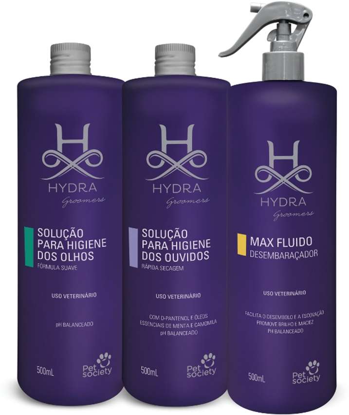 Kit Hydra Groomers Desembaraçador Max Fluído, Higiene dos Olhos e dos Ouvidos - Kit