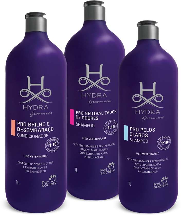 Kit Hydra Groomers Condicionador, Shampoo Pelos Claros e Neutralizador de Odores - Kit
