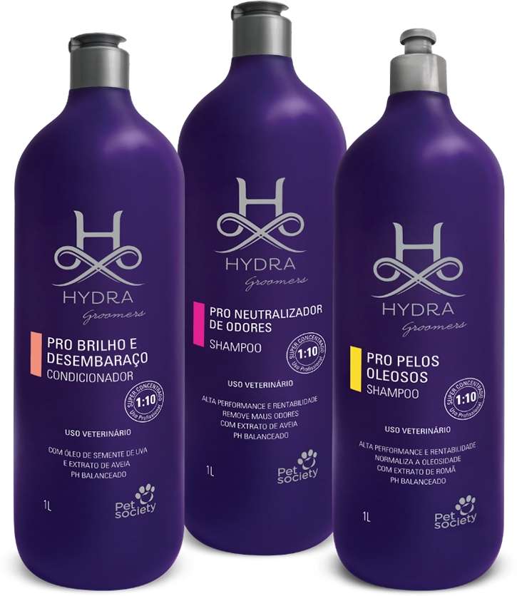 Kit Hydra Groomers Condicionador, Shampoo Pelos Oleosos e Neutralizador de Odores - Kit