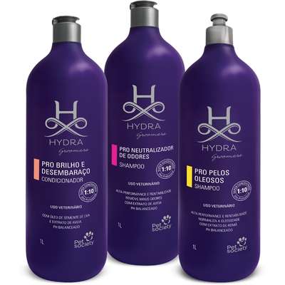 Kit Hydra Groomers Condicionador, Shampoo Pelos Oleosos e Neutralizador de Odores - Kit