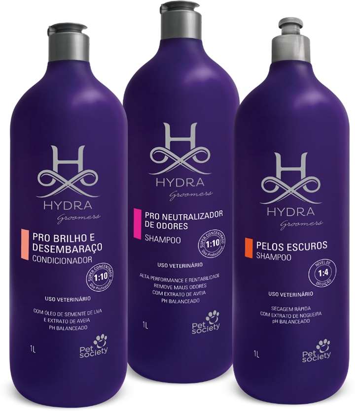 Kit Hydra Groomers Condicionador, Shampoo Pelos Escuros e Neutralizador de Odores - Kit