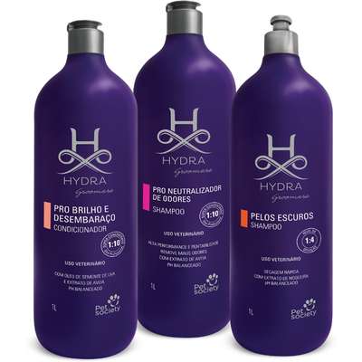 Kit Hydra Groomers Condicionador, Shampoo Pelos Escuros e Neutralizador de Odores - Kit
