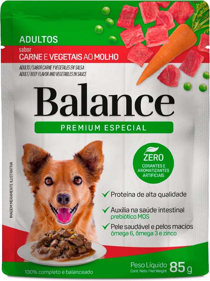 Ração Úmida Balance Carne e Vegetais ao Molho para Cães Adultos - 85 g