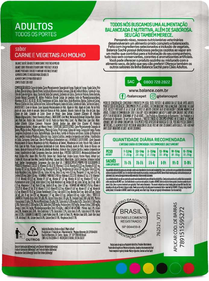 Ração Úmida Balance Carne e Vegetais ao Molho para Cães Adultos - 85 g