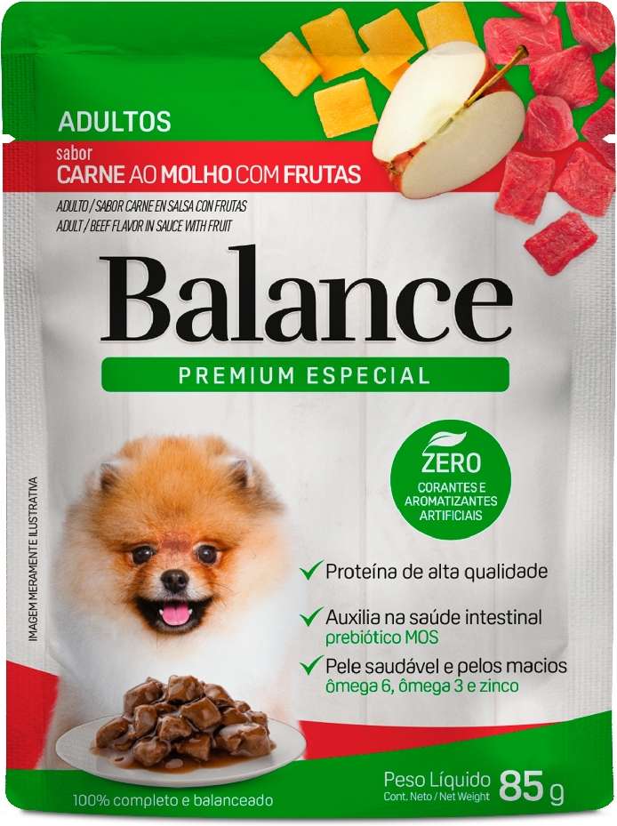 Ração Úmida Balance Carne ao Molho com Frutas para Cães Adultos - 85 g